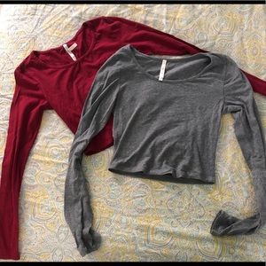 2 long sleeve cropped tops SOLD